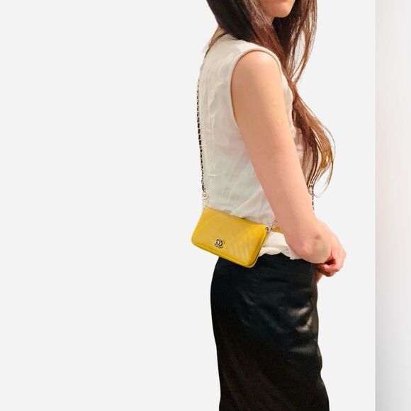 CHANEL Yellow Quilted Wristlet - Picture 2 of 16